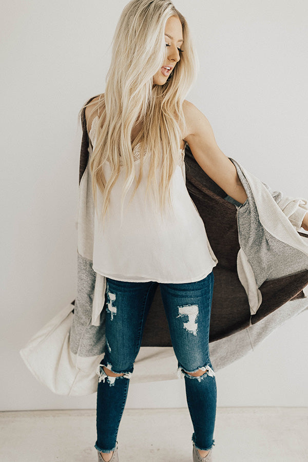 First Class To Vail Colorblock Cardigan in Rustic Rose Image - 4