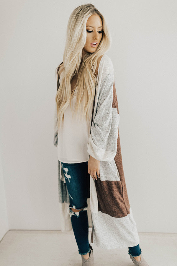 First Class To Vail Colorblock Cardigan in Rustic Rose Image - 1