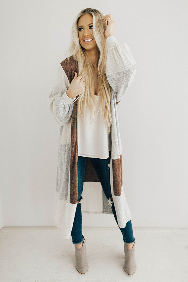 First Class To Vail Colorblock Cardigan in Rustic Rose Image - 2