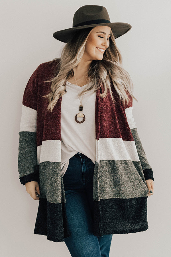 So Cozy Together Color Block Cardigan Curves Image - 2