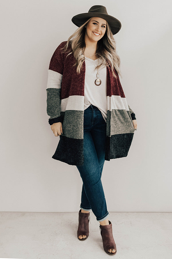So Cozy Together Color Block Cardigan Curves Image - 1