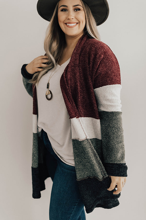 So Cozy Together Color Block Cardigan Curves Image - 4