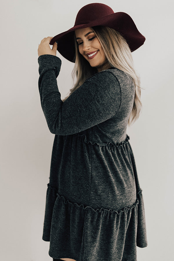 Toast Of The Town Shift Dress In Charcoal  Curves Image - 3