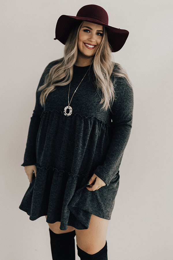 Toast Of The Town Shift Dress In Charcoal  Curves Image - 1