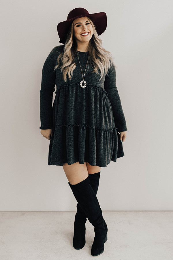 Toast Of The Town Shift Dress In Charcoal  Curves Image - 2