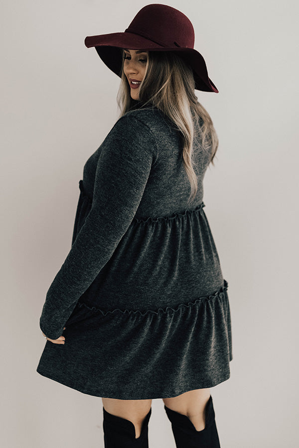Toast Of The Town Shift Dress In Charcoal  Curves Image - 5