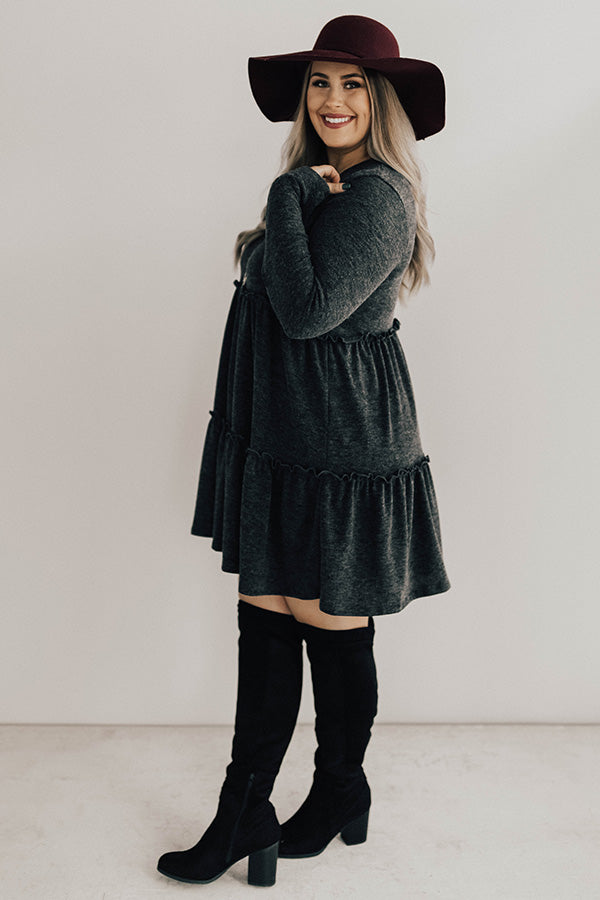 Toast Of The Town Shift Dress In Charcoal  Curves Image - 4