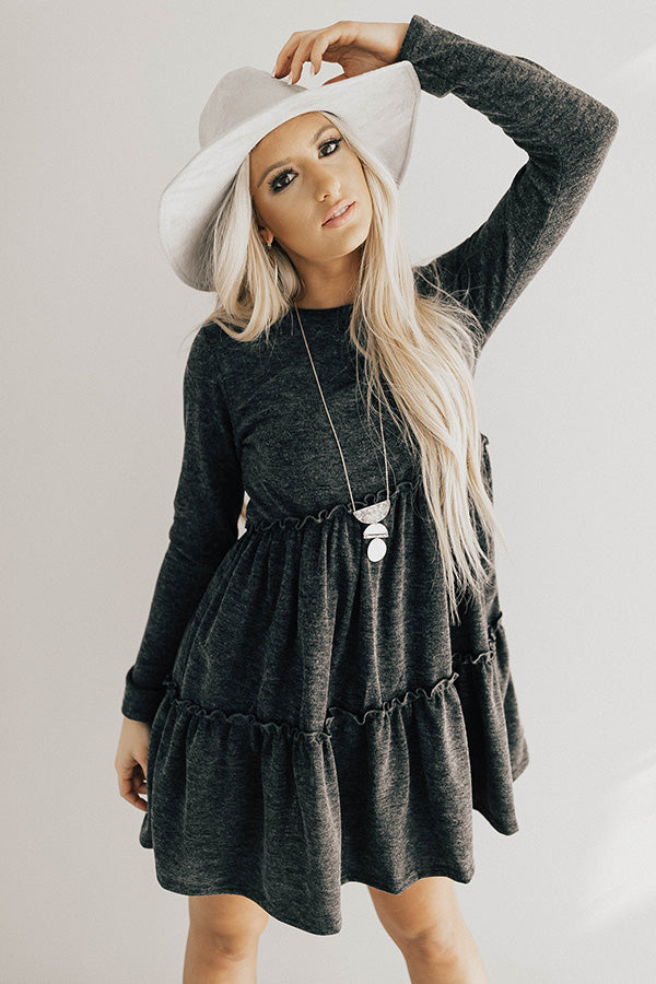 Toast Of The Town Shift Dress In Charcoal Image - 3