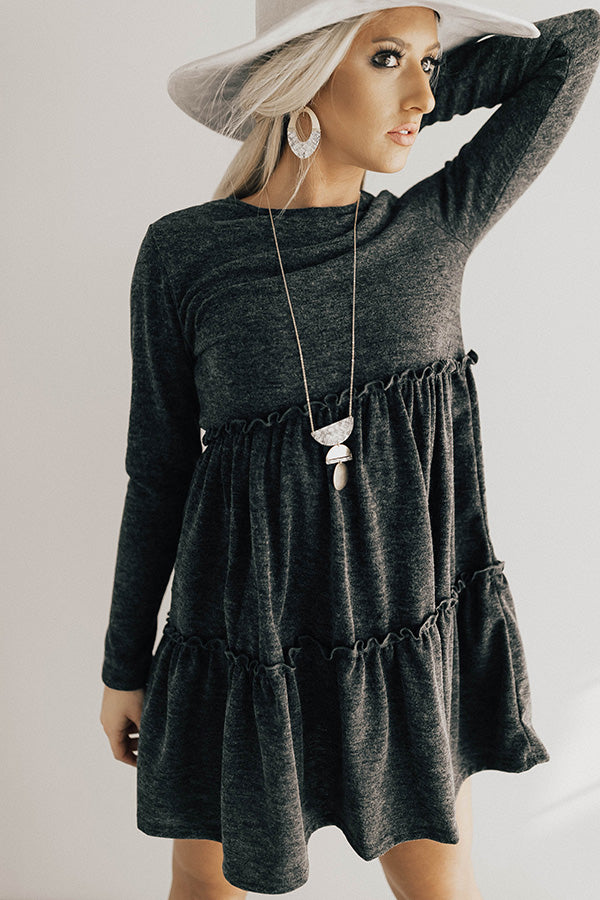 Toast Of The Town Shift Dress In Charcoal Image - 4