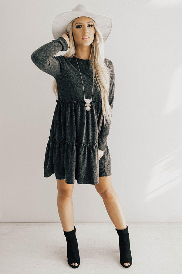 Toast Of The Town Shift Dress In Charcoal Image - 2