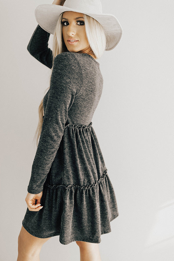 Toast Of The Town Shift Dress In Charcoal Image - 5