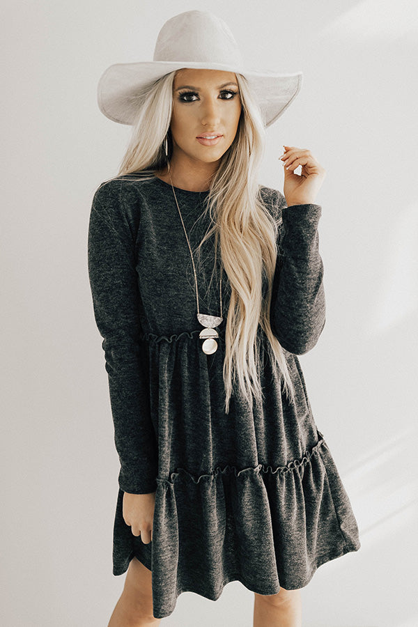 Toast Of The Town Shift Dress In Charcoal