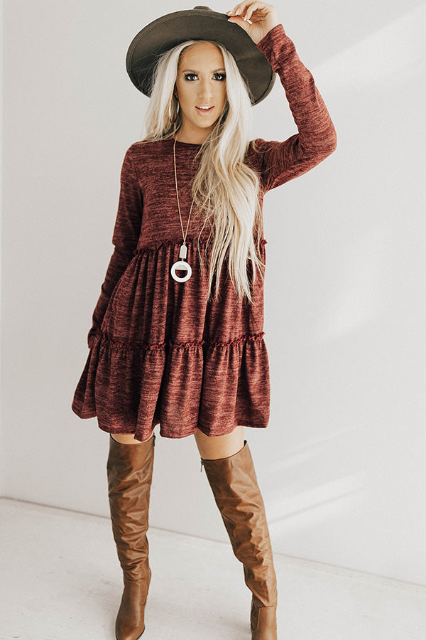 Toast Of The Town Shift Dress In Maroon