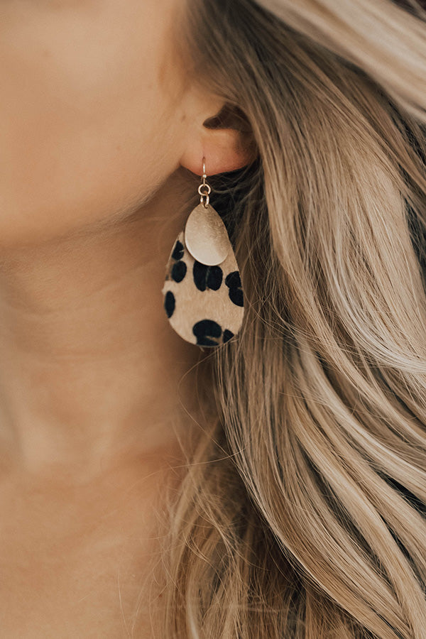 Soho Haute Leopard Earrings In Iced Latte Image - 2