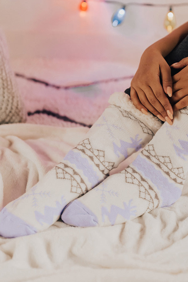 Reindeer Games Sherpa Lined Slipper Socks in Lavender Image - 2