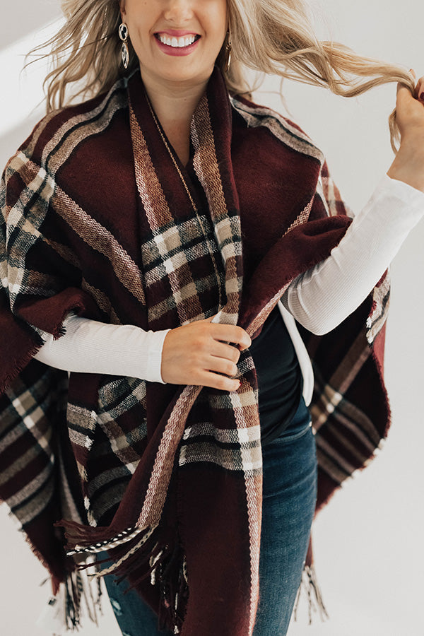 On The Nice List Plaid Poncho Image - 1