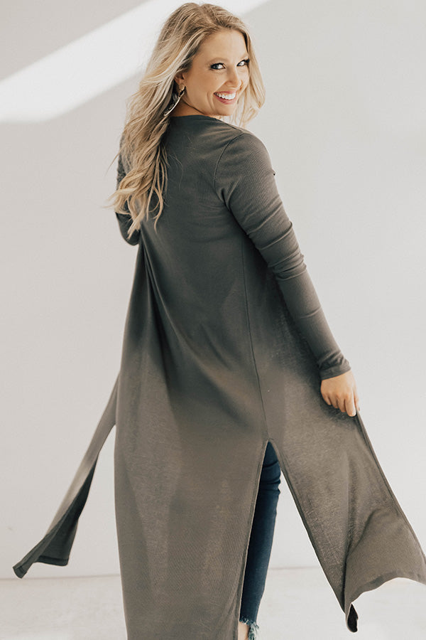 Wine In The City Duster Cardigan in Olive Image - 5