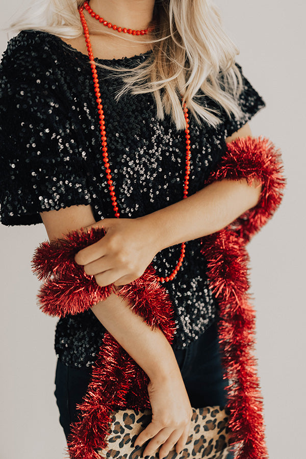 High Shine Crystal Necklace In Red Image - 4