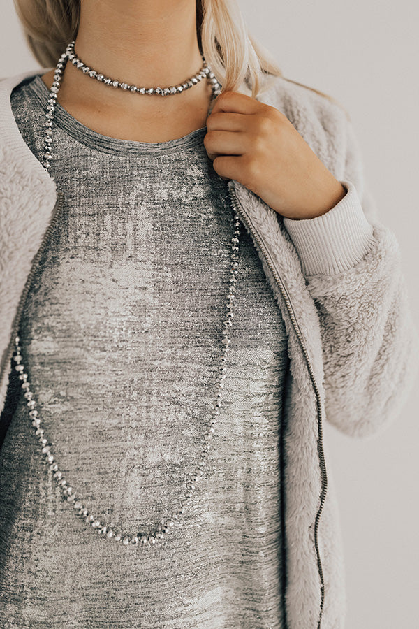 High Shine Crystal Necklace In Silver Image - 2