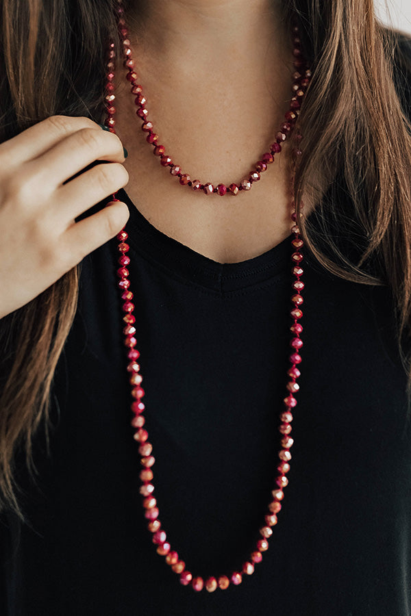 High Shine Crystal Necklace In Wine Image - 2