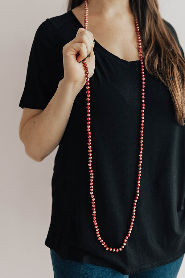 High Shine Crystal Necklace In Wine Image - 1