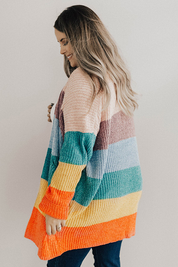 Making Magic Color Block Chenille Cardigan in Pink Curves Image - 3