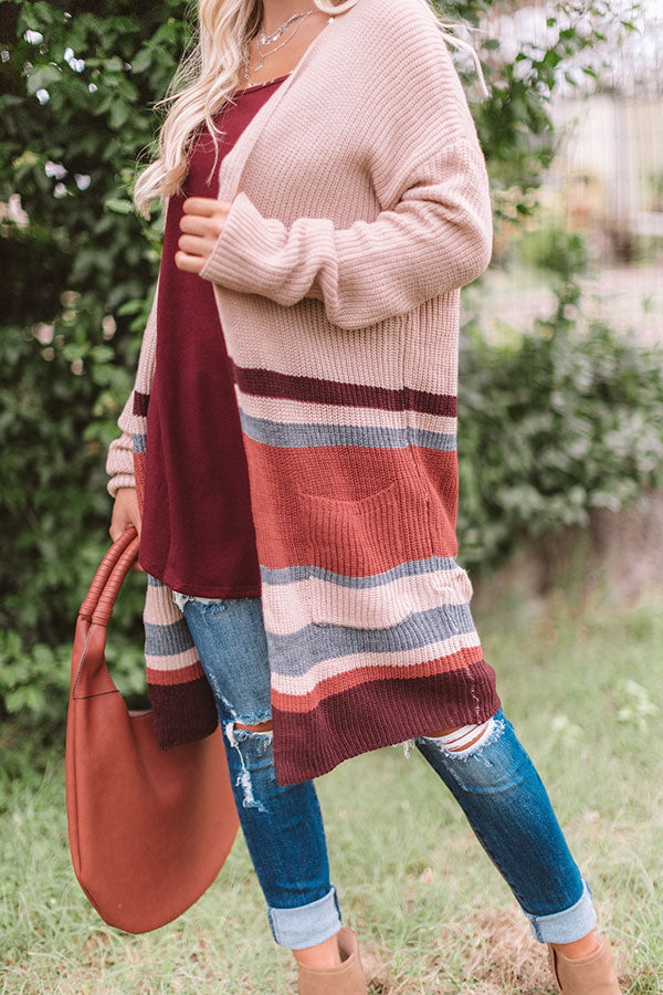Snowflake Fabulous Stripe Cardigan in Blush Image - 4
