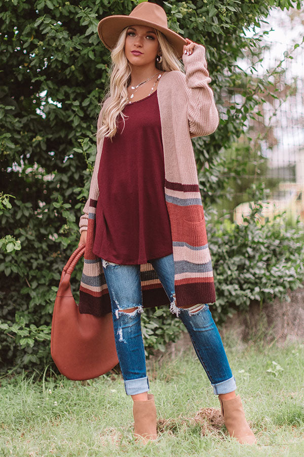 Snowflake Fabulous Stripe Cardigan in Blush Image - 1