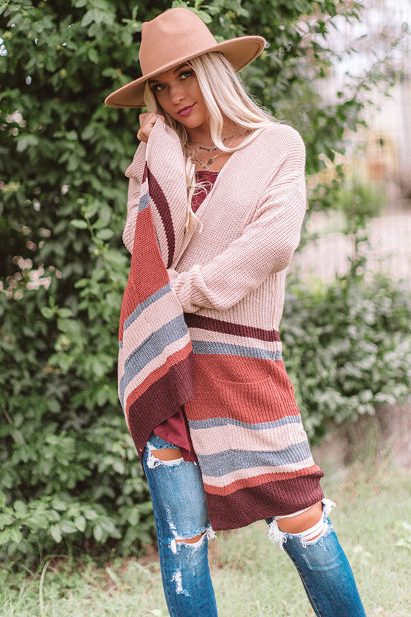 Snowflake Fabulous Stripe Cardigan in Blush Image - 3