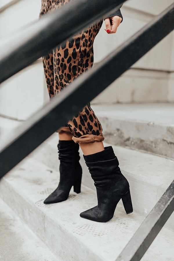 The Liz Faux Suede Boot in Black