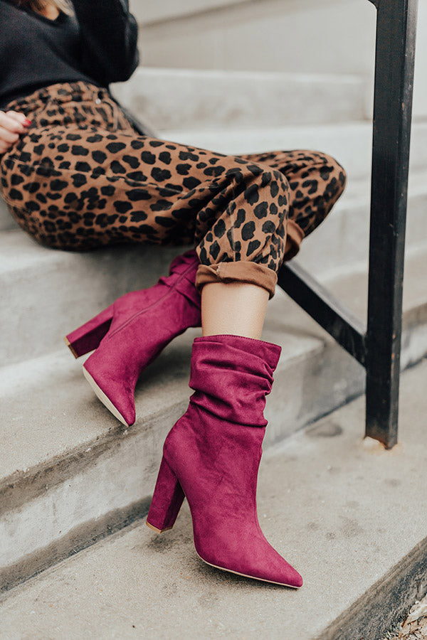 The Liz Faux Suede Boot in Wine Image - 1