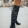 The London Faux Suede Over The Knee Boot in Black Image - 1