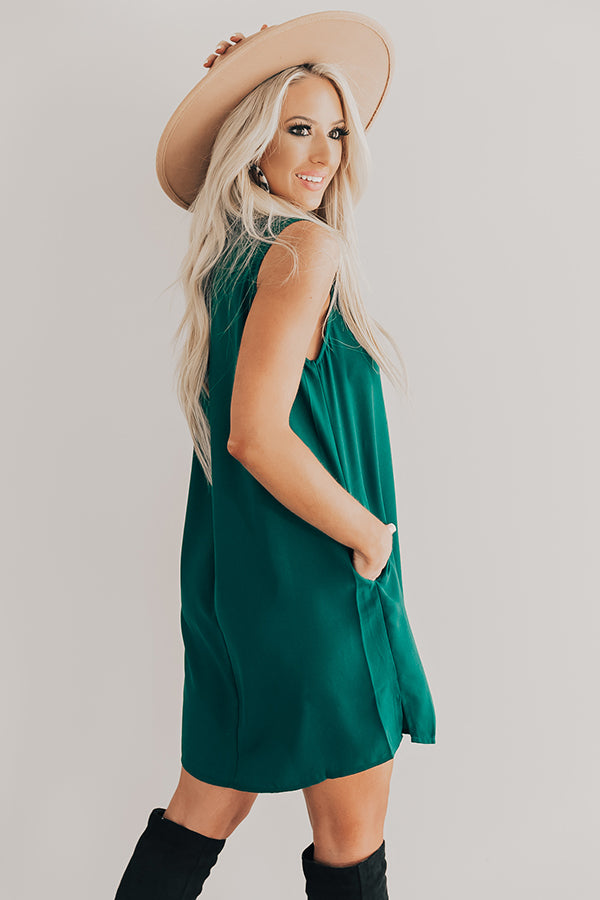 Champagne Style Shift Dress In Hunter Green Image - 2