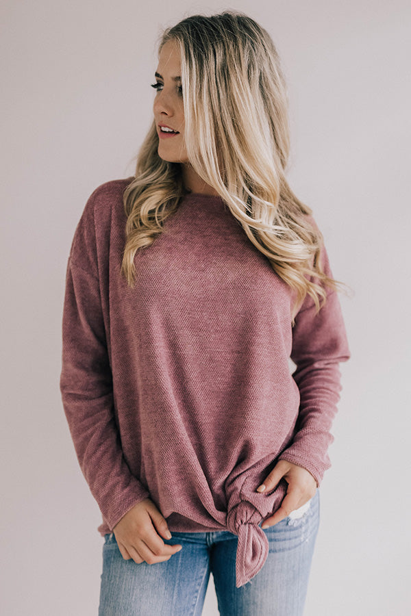 Down To Chill Tie Sweater In Dusty Purple Image - 1