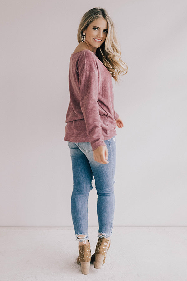 Down To Chill Tie Sweater In Dusty Purple Image - 5