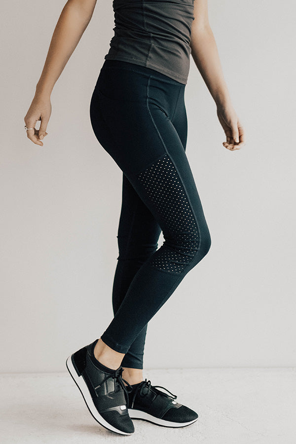 Coffee And Crunches High Waist Perforated Mesh Legging in Vintage Black Image - 1