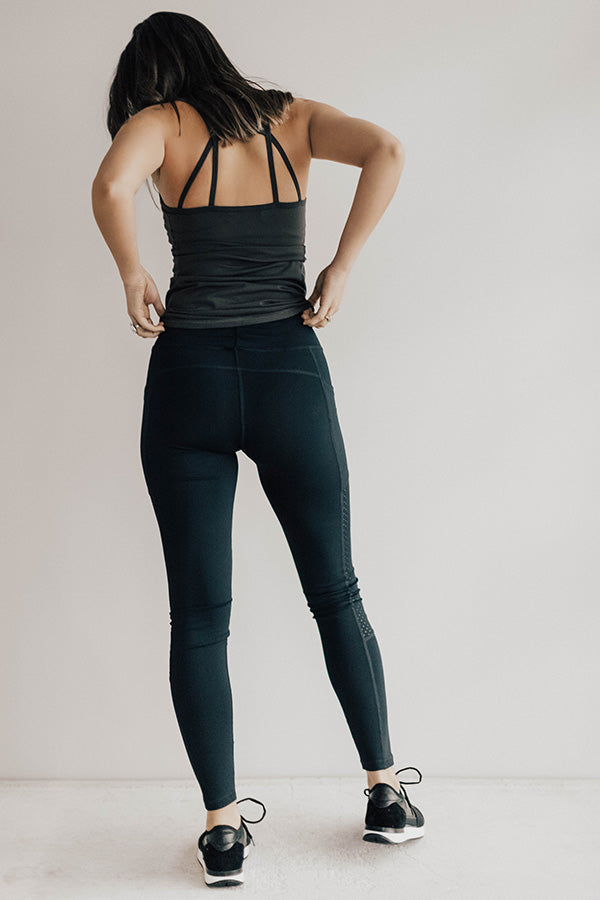 Coffee And Crunches High Waist Perforated Mesh Legging in Vintage Black Image - 1