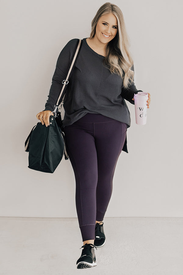 You Glow Girl Midrise Pocket Legging in Royal Plum Curves Image - 2