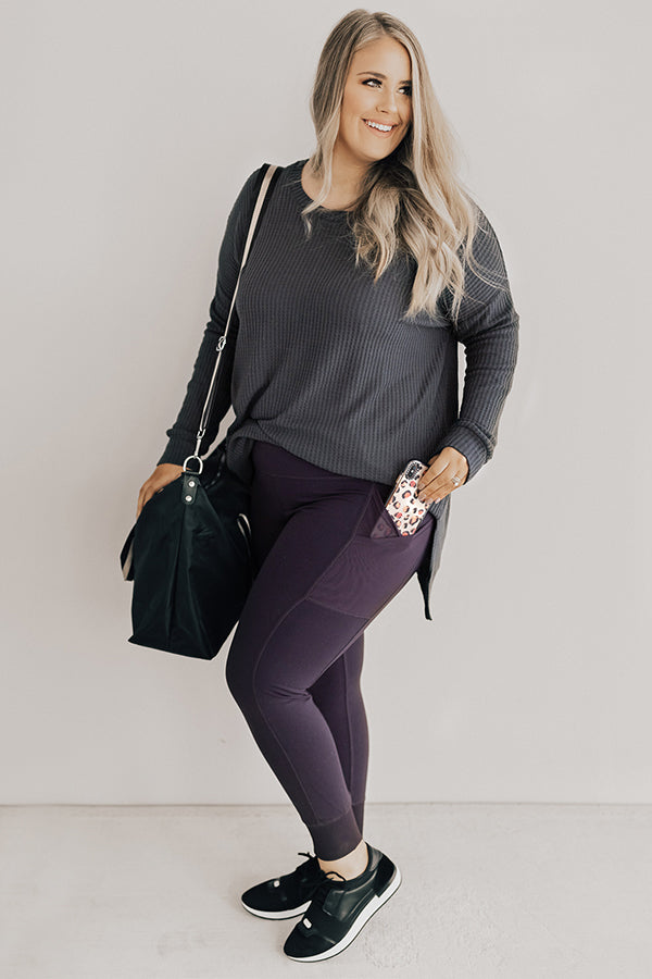 You Glow Girl Midrise Pocket Legging in Royal Plum Curves Image - 1