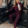 Espresso Please High Waist Jogger in Maroon Image - 1