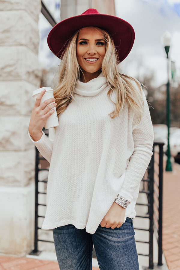 First Class Cuddles Waffle Knit Shift Sweater In White Image - 3