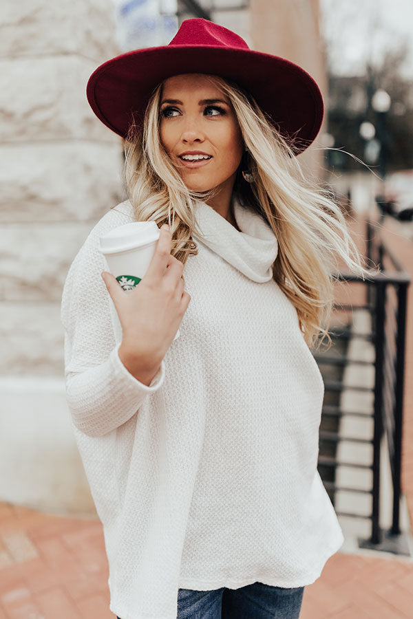 First Class Cuddles Waffle Knit Shift Sweater In White Image - 1