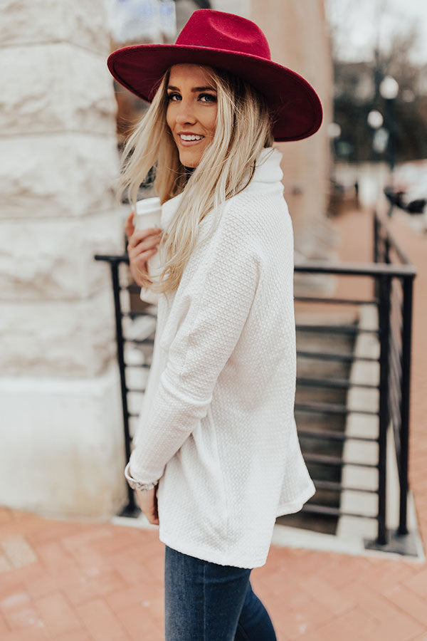 First Class Cuddles Waffle Knit Shift Sweater In White Image - 4