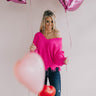 Brighter Days Frayed Sweater in Hot Pink Image - 1