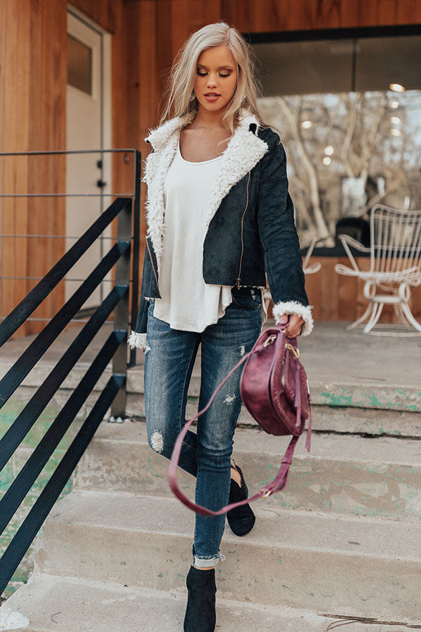 Cozier In Colorado Faux Suede Jacket in Black Image - 1