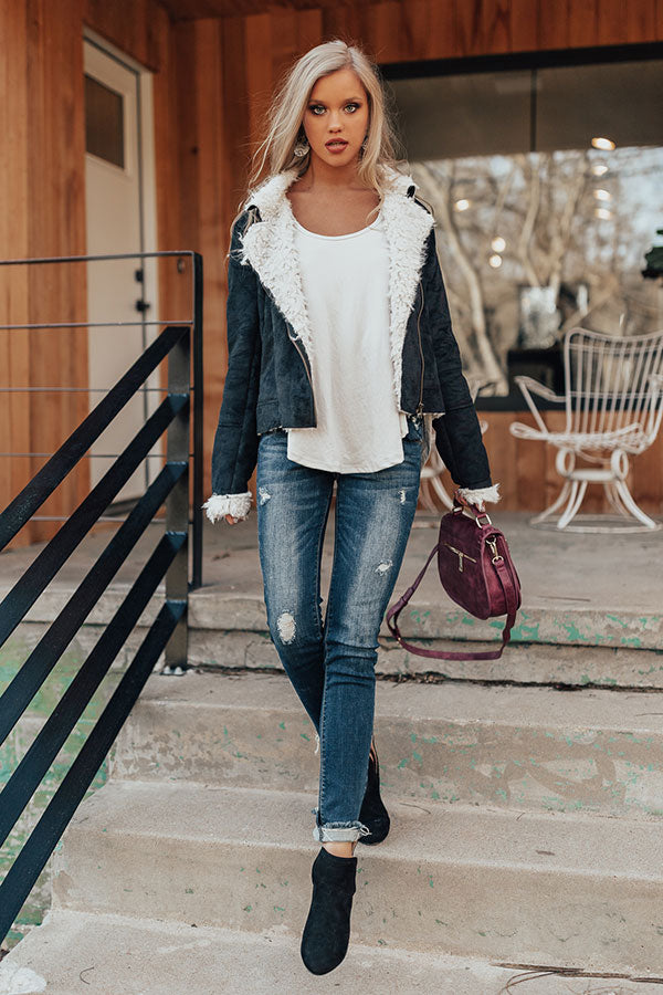 Cozier In Colorado Faux Suede Jacket in Black Image - 1