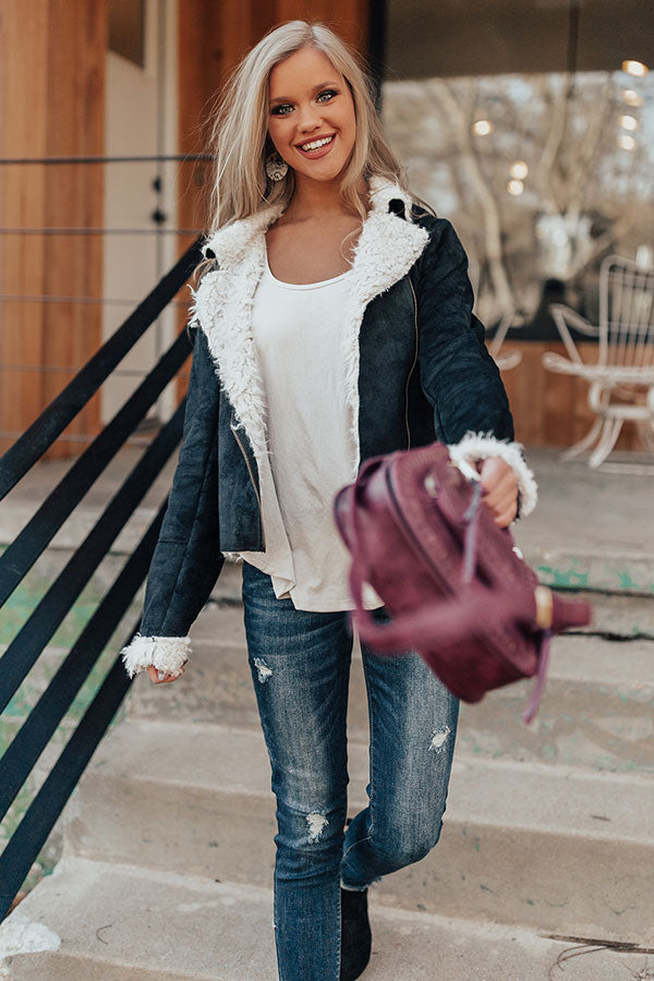 Cozier In Colorado Faux Suede Jacket in Black Image - 1