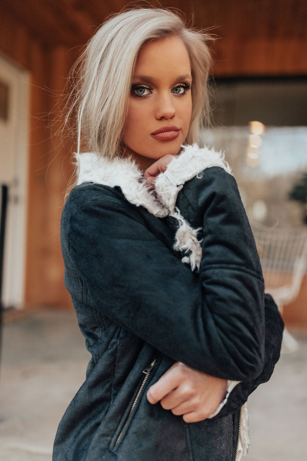 Cozier In Colorado Faux Suede Jacket in Black Image - 1