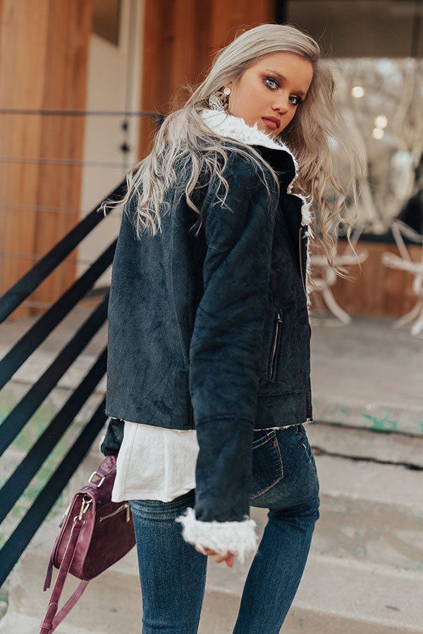 Cozier In Colorado Faux Suede Jacket in Black Image - 1