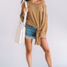 Ready For Rome Waffle Knit Tie Top in Khaki Image - 1